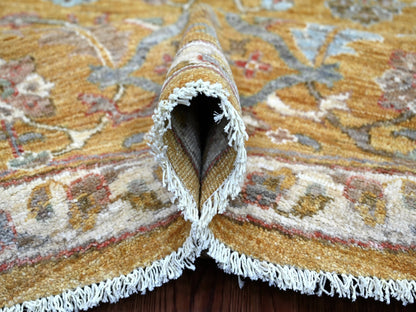 Brown 7'11" x 8'2" Oushak And Peshawar Hand knotted Wool Rug - Sku: O021576
