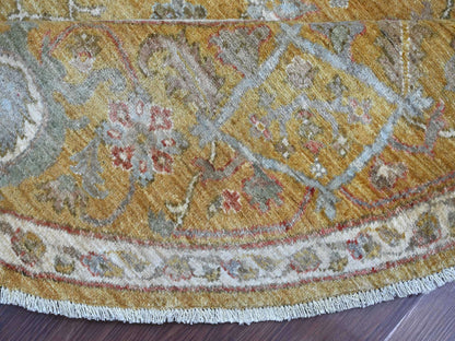 Brown 7'11" x 8'2" Oushak And Peshawar Hand knotted Wool Rug - Sku: O021576