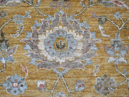 Brown 7'11" x 8'2" Oushak And Peshawar Hand knotted Wool Rug - Sku: O021576