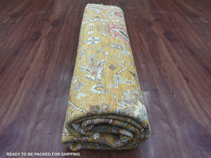 Brown 7'11" x 8'2" Oushak And Peshawar Hand knotted Wool Rug - Sku: O021576