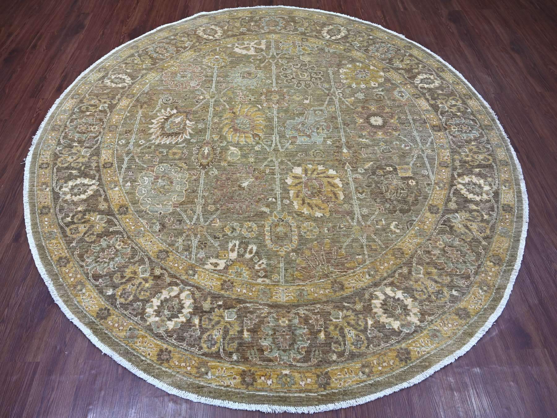 Grey 8'1" x 8'1" Oushak And Peshawar Hand knotted Wool Rug - Sku: O021577
