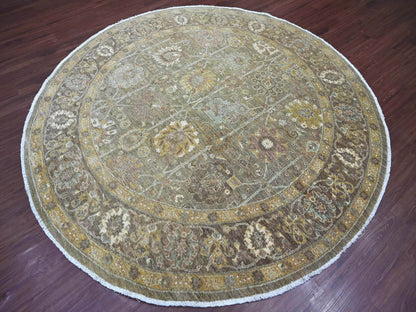 Grey 8'1" x 8'1" Oushak And Peshawar Hand knotted Wool Rug - Sku: O021577