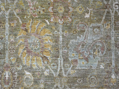 Grey 8'1" x 8'1" Oushak And Peshawar Hand knotted Wool Rug - Sku: O021577