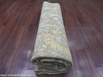 Grey 8'1" x 8'1" Oushak And Peshawar Hand knotted Wool Rug - Sku: O021577