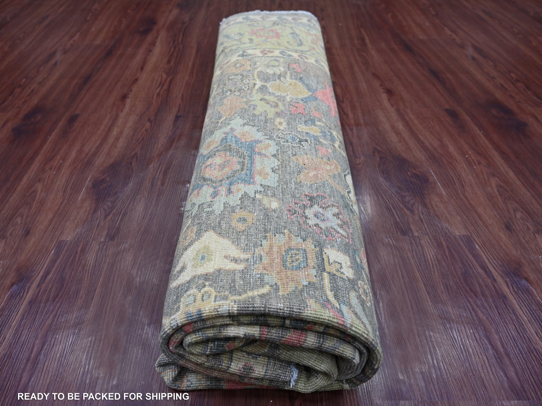 Mahal Oushak hand-knotted wool rug in Gray & Green, 7'10" x 7'10" — SKU O021578 (view 9)