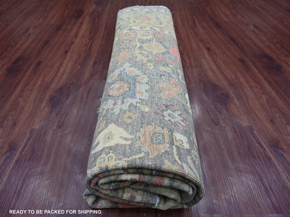 Mahal Oushak hand-knotted wool rug in Gray & Green, 7'10" x 7'10" — SKU O021578 (view 9)