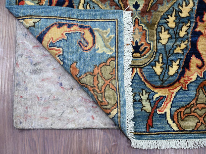 Blue 2'7" x 9'10" Tribal & Geometric Hand knotted Wool Rug - Sku: O021579