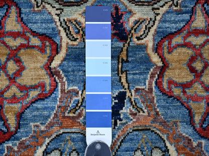 Blue 2'7" x 9'10" Tribal & Geometric Hand knotted Wool Rug - Sku: O021579