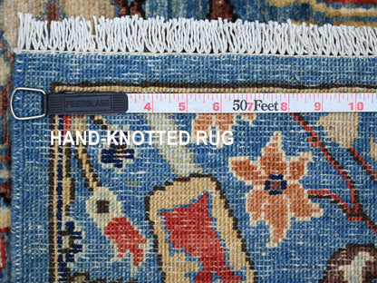 Blue 2'7" x 9'10" Tribal & Geometric Hand knotted Wool Rug - Sku: O021579