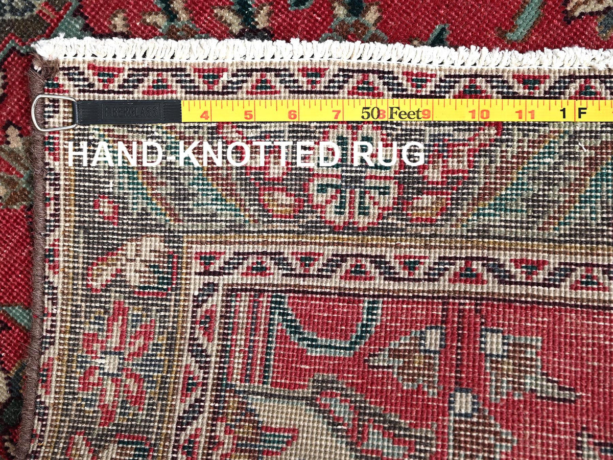 Tabriz Vintage hand-knotted wool runner in Red & Brown, 2'7" x 12'5" — SKU O02157 (view 7)