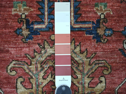 Heriz Tribal & Geometric hand-knotted wool runner in Red & Blue, 3' x 15'5" — SKU O021580 (view 3)