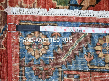 Heriz Tribal & Geometric hand-knotted wool runner in Red & Blue, 3' x 15'5" — SKU O021580 (view 6)
