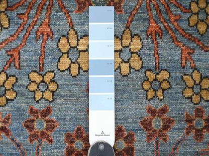 Blue 2'8" x 9'11" Tribal & Geometric Hand knotted Wool Rug - Sku: O021582