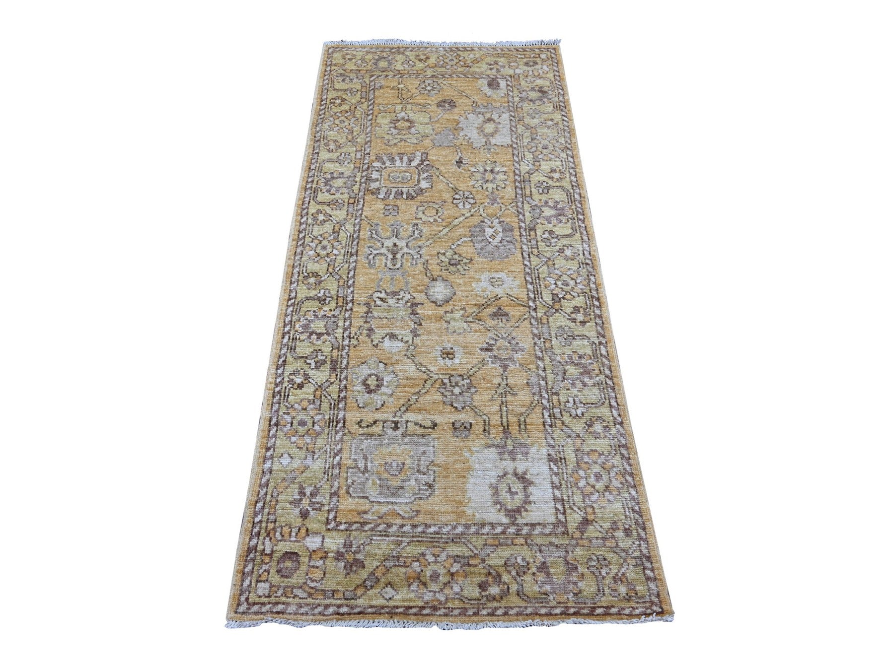 Brown 2'9" x 6'2" Oushak And Peshawar Hand knotted Wool Rug - Sku: O021583