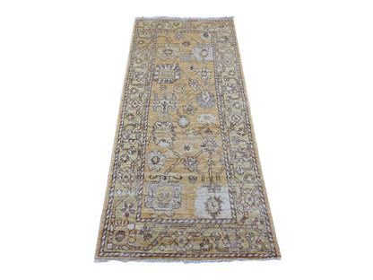 Brown 2'9" x 6'2" Oushak And Peshawar Hand knotted Wool Rug - Sku: O021583