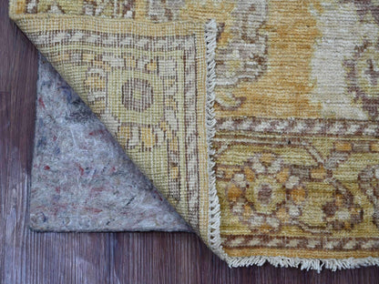 Brown 2'9" x 6'2" Oushak And Peshawar Hand knotted Wool Rug - Sku: O021583