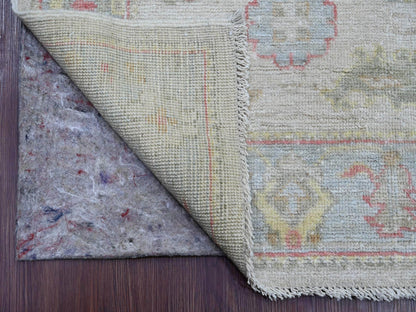 Grey 2'7" x 11'11" Oushak And Peshawar Hand knotted Wool Rug - Sku: O021584