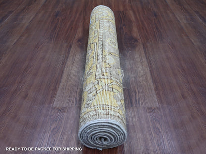 Oushak Oushak hand-knotted wool runner in Gray & Gold, 2'9" x 9'7" — SKU O021585 (view 4)