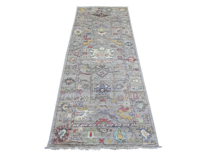 Oushak Oushak hand-knotted wool runner in Gray, 3' x 7'7" — SKU O021586