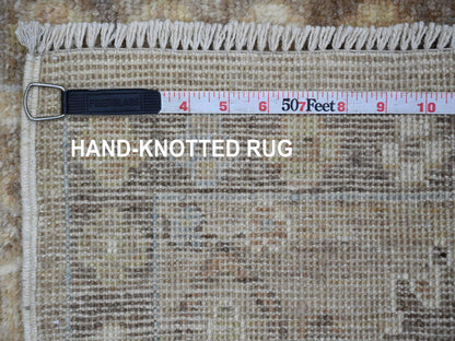 Brown 1'10" x 2'11" Oushak And Peshawar Hand knotted Wool Rug - Sku: O021590