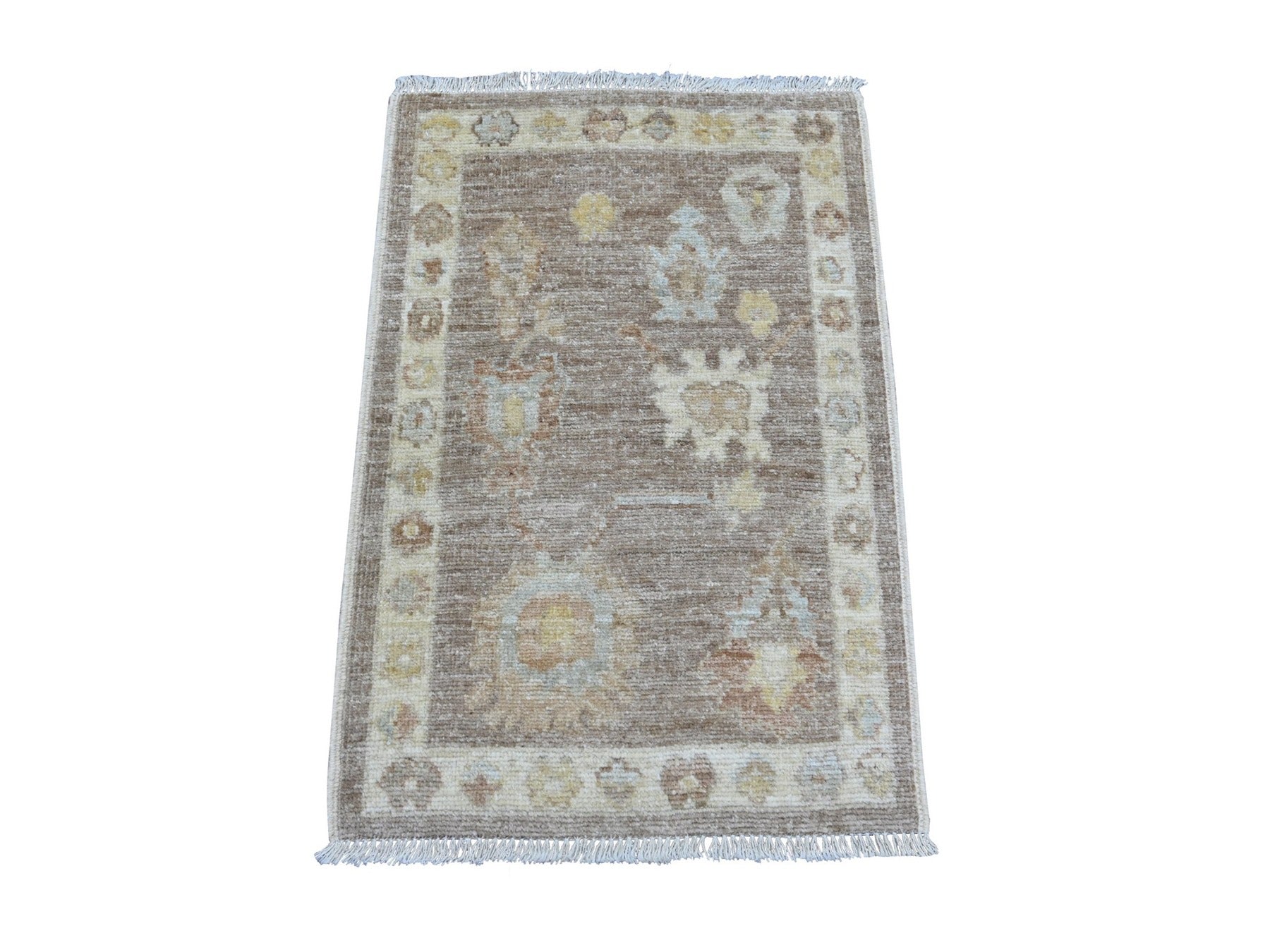 Brown 2'0" x 3'0" Oushak And Peshawar Hand knotted Wool Rug - Sku: O021593