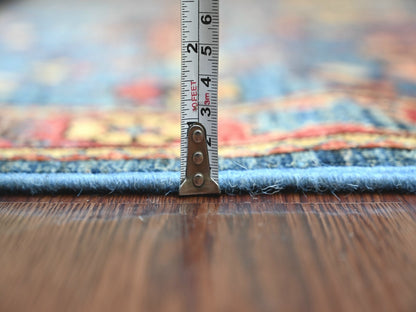 Blue 4'0" x 10'0" Tribal & Geometric Hand knotted Wool Rug - Sku: O021597