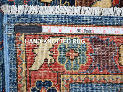 Blue 4'0" x 10'0" Tribal & Geometric Hand knotted Wool Rug - Sku: O021597