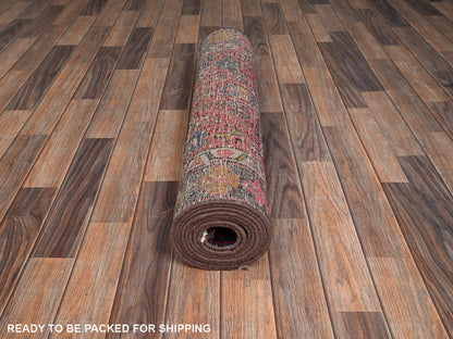 Vintage hand-knotted wool runner in Red & Colorful, 3'1" x 10'5" — SKU O02159 (view 5)