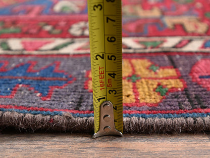 Vintage hand-knotted wool runner in Red & Colorful, 3'1" x 10'5" — SKU O02159 (view 6)