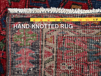Vintage hand-knotted wool runner in Red & Colorful, 3'1" x 10'5" — SKU O02159 (view 7)