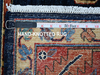 Blue 4'3" x 6'3" Tribal & Geometric Hand knotted Wool Rug - Sku: O021601