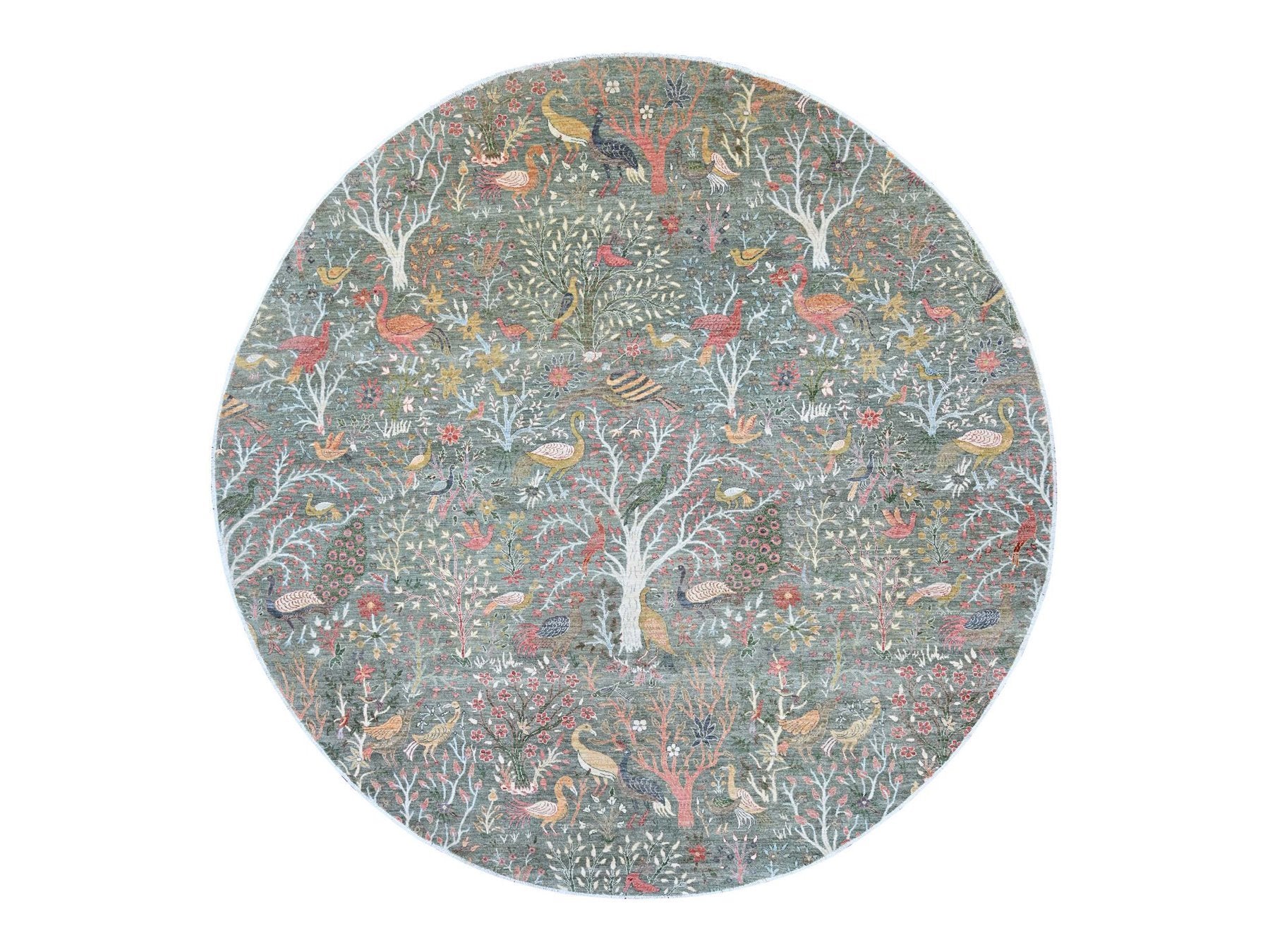 Green 12'2" x 12'2" Oushak And Peshawar Hand knotted Wool Rug - Sku: O021603