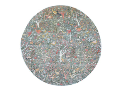 Green 12'2" x 12'2" Oushak And Peshawar Hand knotted Wool Rug - Sku: O021603