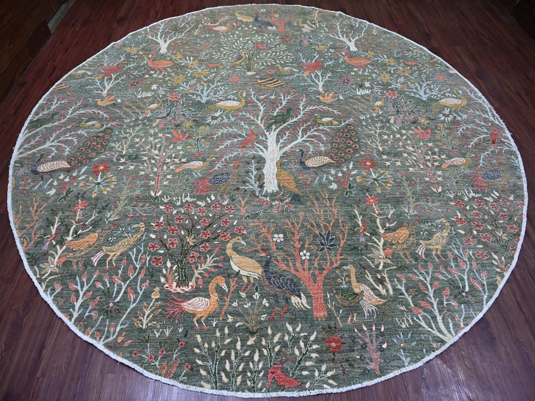 Green 12'2" x 12'2" Oushak And Peshawar Hand knotted Wool Rug - Sku: O021603