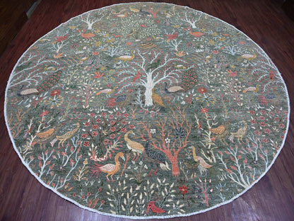 Green 12'2" x 12'2" Oushak And Peshawar Hand knotted Wool Rug - Sku: O021603