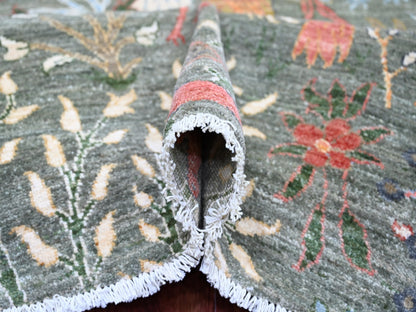 Green 12'2" x 12'2" Oushak And Peshawar Hand knotted Wool Rug - Sku: O021603