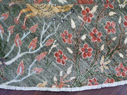 Green 12'2" x 12'2" Oushak And Peshawar Hand knotted Wool Rug - Sku: O021603