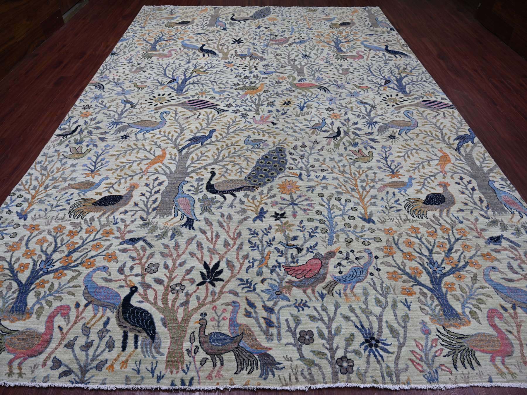 Green 10'2" x 14'2" Oushak And Peshawar Hand knotted Wool Rug - Sku: O021604