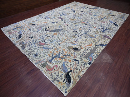 Green 10'2" x 14'2" Oushak And Peshawar Hand knotted Wool Rug - Sku: O021604