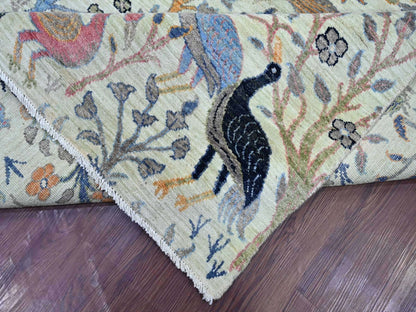 Green 10'2" x 14'2" Oushak And Peshawar Hand knotted Wool Rug - Sku: O021604