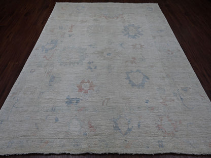 Grey 7'8" x 9'7" Oushak And Peshawar Hand knotted Wool Rug - Sku: O021606