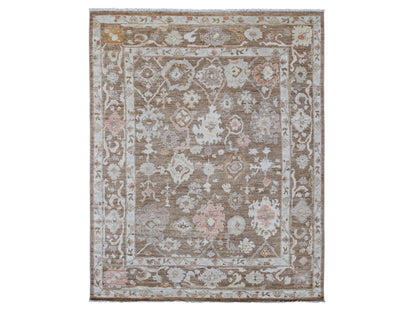 Brown 7'8" x 9'9" Oushak And Peshawar Hand knotted Wool Rug - Sku: O021608