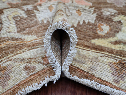 Brown 7'8" x 9'9" Oushak And Peshawar Hand knotted Wool Rug - Sku: O021608