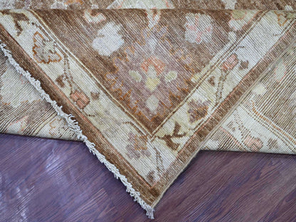 Brown 7'8" x 9'9" Oushak And Peshawar Hand knotted Wool Rug - Sku: O021608