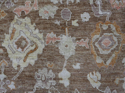 Brown 7'8" x 9'9" Oushak And Peshawar Hand knotted Wool Rug - Sku: O021608