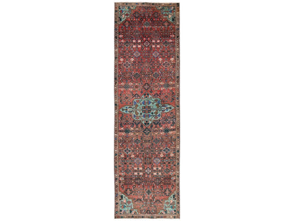 Vintage hand-knotted wool runner in Red & Brown, 2'7" x 9'2" — SKU O02160