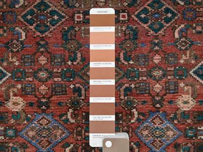 Vintage hand-knotted wool runner in Red & Brown, 2'7" x 9'2" — SKU O02160 (view 4)