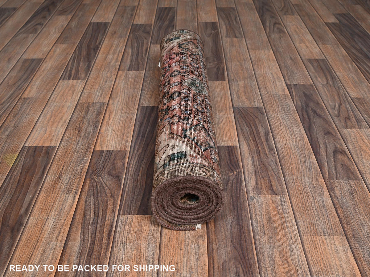 Vintage hand-knotted wool runner in Red & Brown, 2'7" x 9'2" — SKU O02160 (view 5)