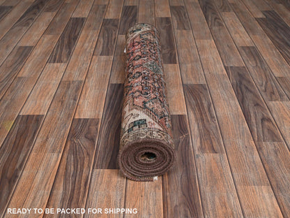 Vintage hand-knotted wool runner in Red & Brown, 2'7" x 9'2" — SKU O02160 (view 5)