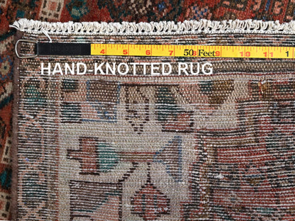 Vintage hand-knotted wool runner in Red & Brown, 2'7" x 9'2" — SKU O02160 (view 7)